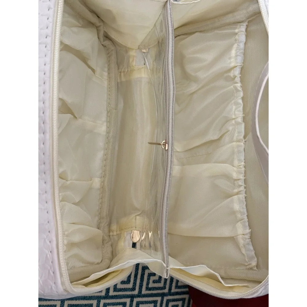 Glam Pouch Makeup Bag White Cosmetic Travel‎ Organizer Brush Holder Case